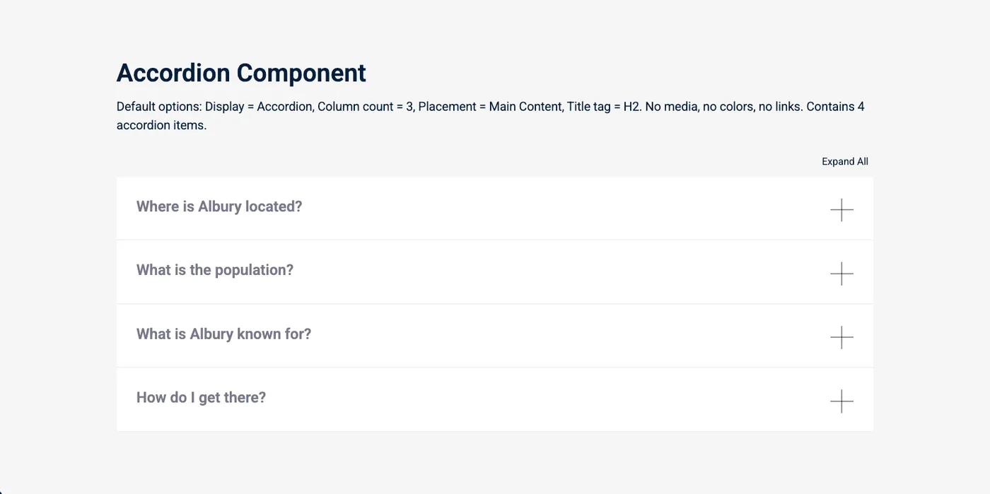Accordions — Frontend (Collapsed)