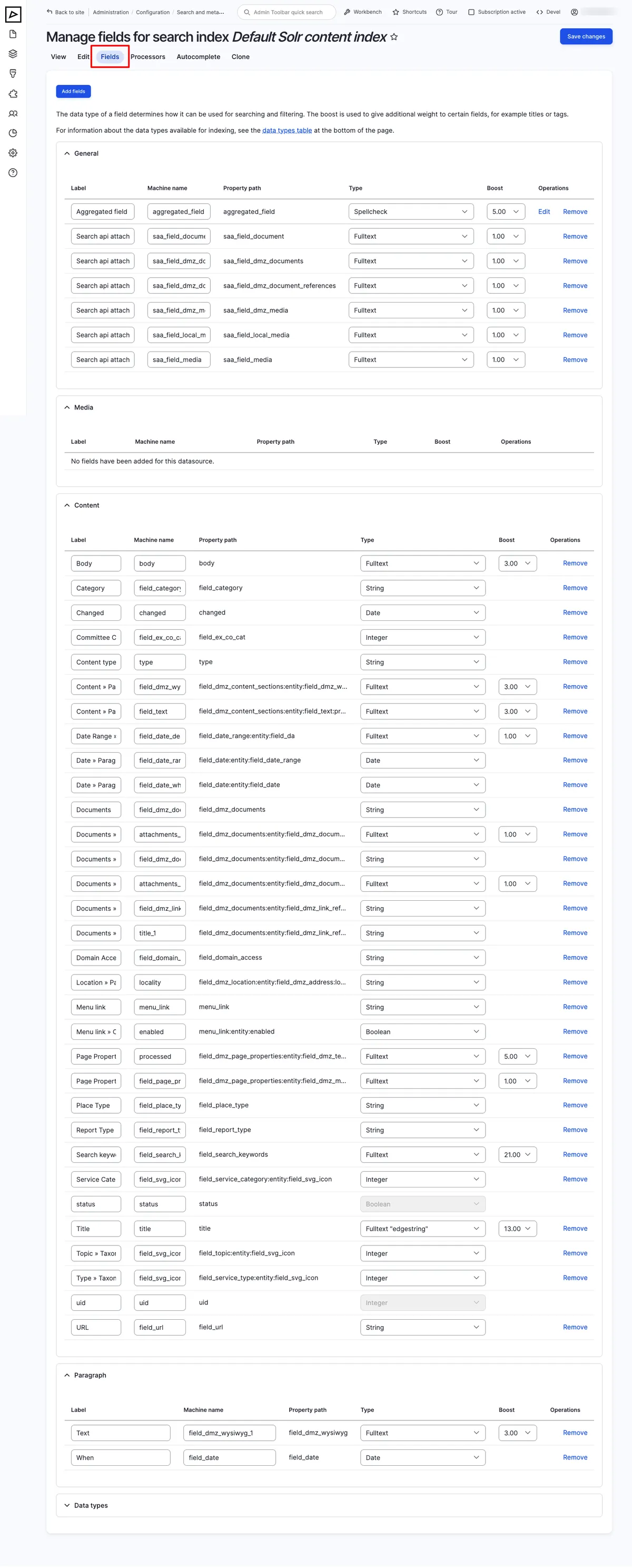 Search API Fields