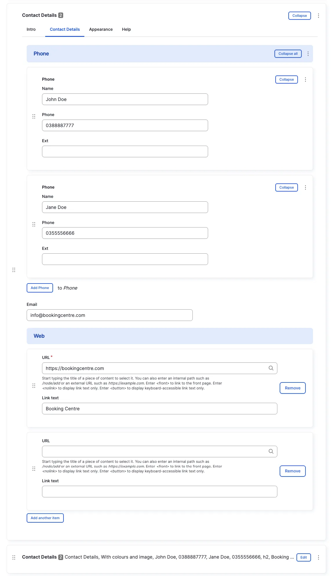 Contact Details — Contact Details tab