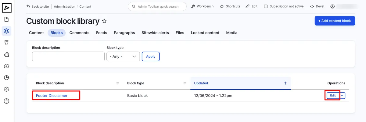 Blocks - Footer Disclaimer