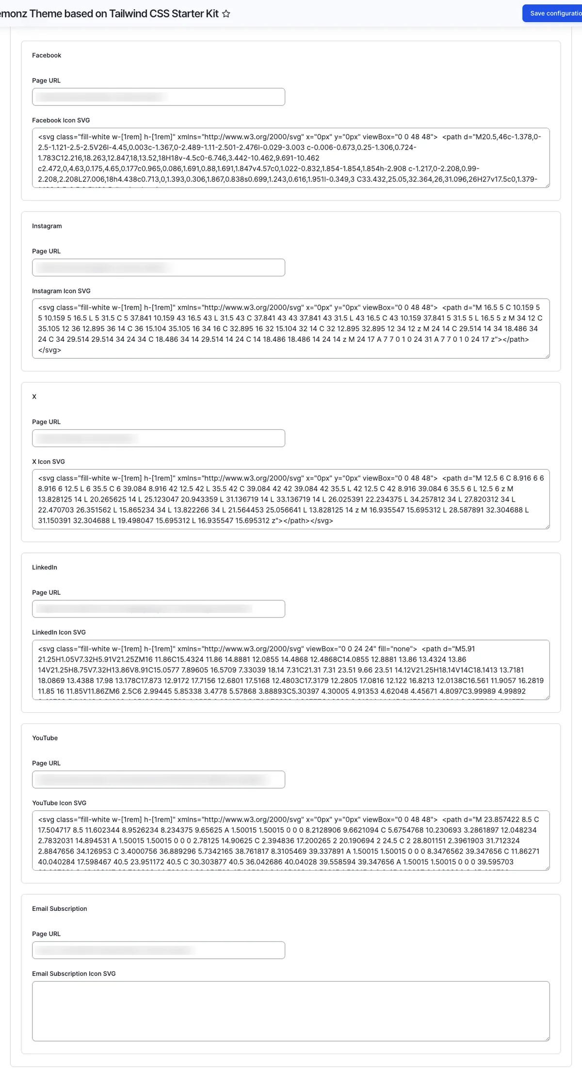 Theme Settings - Footer - Socials
