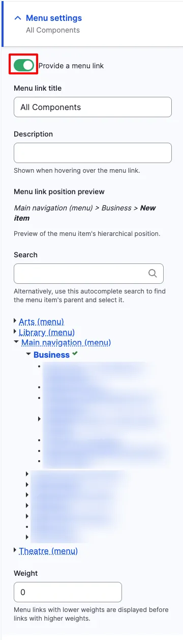 Menu Settings — from Content
